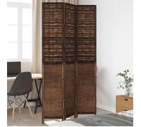 vidaXL Cloison de Séparation 3 Panneaux, Séparateur de Pièce, Écran d'Intimité, Paravent de Salon Chambre, Marron Foncé Bois de Paulownia Massif