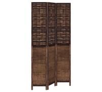 vidaXL Cloison de Séparation 3 Panneaux, Séparateur de Pièce, Écran d'Intimité, Paravent de Salon Chambre, Marron Foncé Bois de Paulownia Massif