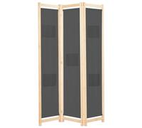 vidaXL Cloison de Séparation 3 Panneaux Séparateur de Pièce Paravent Pliable Brise-Vue Chambre à Coucher Maison Intérieur Gris Tissu