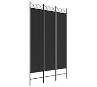 vidaXL Cloison de Séparation 3 Panneaux Séparateur de Pièce Pliable Diviseur Écran d'Intimité Paravent Décoration Salon Noir 120x200 cm Tissu