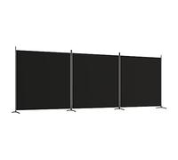vidaXL Cloison de Séparation 3 Panneaux Séparateur de Pièce Pliable Diviseur Écran d'Intimité Paravent Décoration Salon Noir 525x180 cm Tissu