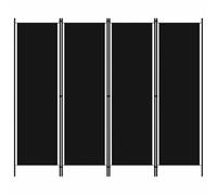 vidaXL Cloison de séparation 4 panneaux Noir 200 x 180 cm