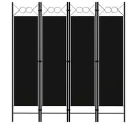 vidaXL Cloison de Séparation 4 Panneaux Séparateur de Pièce Diviseur Ecran d'Intimité Paravent Chambre à Coucher Maison Intérieur Noir 160 x 180 cm