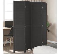vidaXL Cloison de Séparation 4 Panneaux, Séparateur de Pièce, Écran d'Intimité, Paravent de Salon Chambre, Noir Bois de 358850