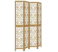 vidaXL Cloison de Séparation 4 Panneaux, Séparateur de Pièce, Écran d'Intimité, Paravent de Salon Chambre, Marron Bois Paulownia Massif