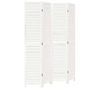 vidaXL Cloison de Séparation 4 Panneaux, Séparateur de Pièce, Écran d'Intimité, Paravent de Salon Chambre, Blanc Bois de Paulownia Massif