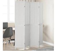 vidaXL Cloison de Séparation 4 Panneaux, Séparateur de Pièce, Écran d'Intimité, Paravent de Salon Chambre, Blanc Bois de 358723
