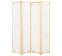 vidaXL Cloison de Séparation 4 Panneaux Séparateur de Pièce Paravent Pliable Brise-Vue Chambre à Coucher Maison Intérieur Crème Tissu
