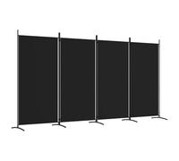 vidaXL Cloison de Séparation 4 Panneaux Séparateur de Pièce Pliable Diviseur Écran d'Intimité Paravent Décoration Salon Noir 346x180 cm Tissu