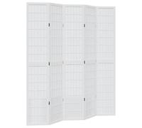 vidaXL Cloison de séparation 5 Panneaux Blanc Bois de Paulownia Massif