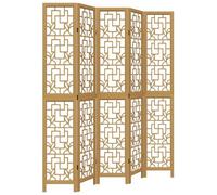 vidaXL Cloison de Séparation 5 Panneaux, Séparateur de Pièce, Écran d'Intimité, Paravent de Salon Chambre, Marron Bois Paulownia Massif