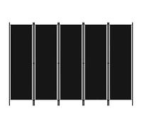 vidaXL Cloison de séparation 5 panneaux Noir 250x180 cm