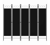 vidaXL Cloison de séparation 5 panneaux Noir 200x180 cm