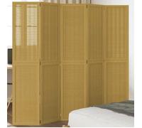 vidaXL Cloison de Séparation 5 Panneaux, Séparateur de Pièce, Écran d'Intimité, Paravent Chambre Salon, Marron Bois 358822