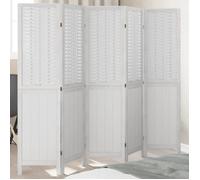 vidaXL Cloison de Séparation 5 Panneaux, Séparateur de Pièce, Écran d'Intimité, Paravent de Salon Chambre, Blanc Bois de 358725