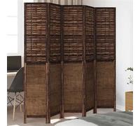 vidaXL Cloison de Séparation 5 Panneaux, Séparateur de Pièce, Écran d'Intimité, Paravent de Salon Chambre, Marron Foncé Bois 358711 Marron G