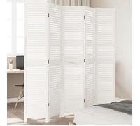 vidaXL Cloison de Séparation 5 Panneaux, Séparateur de Pièce, Écran d'Intimité, Paravent de Salon Chambre, Blanc Bois de 358839