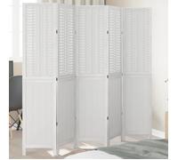 vidaXL Cloison de Séparation 5 Panneaux, Séparateur de Pièce, Écran d'Intimité, Paravent de Salon Chambre, Blanc Bois de 358726
