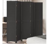 vidaXL Cloison de Séparation 5 Panneaux, Séparateur de Pièce, Écran d'Intimité, Paravent de Salon Chambre, Noir Bois de 358854