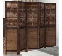 vidaXL Cloison de Séparation 5 Panneaux, Séparateur de Pièce, Écran d'Intimité, Paravent de Salon Chambre, Marron Foncé Bois 358709