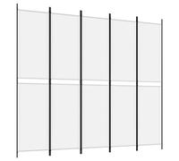 vidaXL Cloison de séparation 350250 5 panneaux Tissu blanc 250 x 220 cm