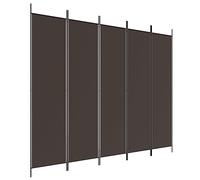 vidaXL Cloison de Séparation 5 Panneaux Séparateur de Pièce Pliable Diviseur Écran d'Intimité Paravent Décoration Salon Marron 250x200 cm Tissu