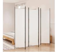 vidaXL Cloison de Séparation 5 Panneaux Séparateur de Pièce Pliable Diviseur Écran d'Intimité Paravent Décoration Salon Blanc 250x200 cm Tissu