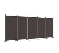 vidaXL Cloison de Séparation 5 Panneaux Séparateur de Pièce Pliable Diviseur Écran d'Intimité Paravent Décoration Salon Marron 433x180 cm Tissu