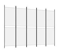 vidaXL Cloison de Séparation 5 Panneaux Séparateur de Pièce Pliable Diviseur Écran d'Intimité Paravent Décoration Salon Blanc 250x180 cm Tissu