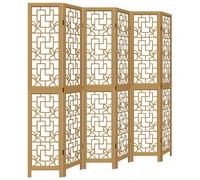 vidaXL Cloison de séparation 6 panneaux – Paravent salon/chambre, marron bois paulownia