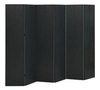 Cloison de séparation 6 panneaux Noir 240x180 cm Acier