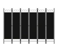 vidaXL Cloison de Séparation 6 Panneaux Séparateur de Pièce Diviseur Ecran d'Intimité Paravent Chambre à Coucher Maison Intérieur Noir 240x180 cm