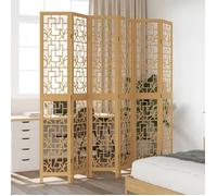 vidaXL Cloison de Séparation 6 Panneaux, Séparateur de Pièce, Écran d'Intimité, Paravent de Salon Chambre, Marron Bois Paulownia Massif