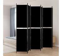 vidaXL Cloison de Séparation 6 Panneaux Séparateur de Pièce Pliable Diviseur Écran d'Intimité Paravent Décoration Salon Noir 300x220 cm Tissu Noir G