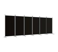 vidaXL Cloison de Séparation 6 Panneaux Séparateur de Pièce Pliable Diviseur Écran d'Intimité Paravent Décoration Salon Noir 520x180 cm Tissu