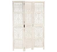 vidaXL Cloison de Séparation à 3 Panneaux Séparateur de Pièce Cloison de Pièce Diviseur Paravent Chambre à Coucher Blanc 120x165 cm Bois Manguier