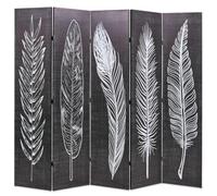 vidaXL Cloison de séparation pliante Paravent Plumes 200x170 cm noir et blanc