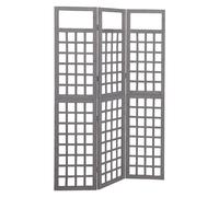 vidaXL Bois de Pin Cloison de Séparation à 3 Panneaux Séparateur de Pièce Diviseur Paravent Treillis Supports de Plantes Patio Gris 121x180 cm