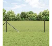 Vidaxl Clôture À Fil Soudé Avec 13 Piquets Gris 0,4x25 M Acier Gris