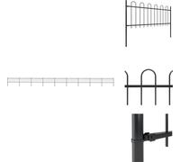 vidaXL Clôture de jardin avec design d'arceau Acier 15,3 x 0,8 m Noir - Panneaux de clôture