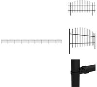 vidaXL Clôture de jardin avec pointes de lance Acier (0,75 - 1) x 15,3 m Noir - Panneaux de clôture