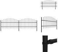 vidaXL Clôture de jardin avec pointes de lance Acier (0,75 - 1) x 3,4 m Noir - Panneaux de clôture