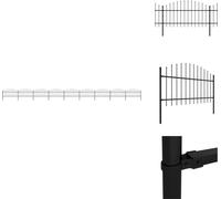 vidaXL Clôture de jardin avec pointes de lance Acier (1 - 1,25) x 15,3 m Noir - Panneaux de clôture