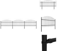 vidaXL Clôture de jardin avec pointes de lance Acier (1 - 1,25) x 5,1 m Noir - Panneaux de clôture