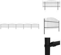 vidaXL Clôture de jardin avec pointes de lance Acier (1 - 1,25) x 8,5 m Noir - Panneaux de clôture