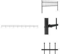 vidaXL Clôture de jardin avec pointes de lance acier 15,3 x 0,6 m noir - Panneaux de clôture