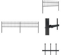 vidaXL Clôture de jardin avec pointes de lance acier 3,4 x 0,6 m noir - Panneaux de clôture