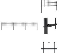 vidaXL Clôture de jardin avec pointes de lance acier 5,1 x 0,6 m noir - Panneaux de clôture