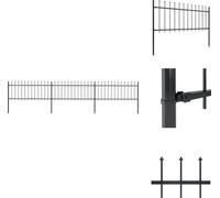 vidaXL Clôture de jardin avec pointes de lance acier 5,1 x 0,8 m noir - Panneaux de clôture