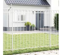 vidaXL Élément de clôture ASSEN Blanc 170 x 200 cm Acier, Clôture en acier pour jardin et terrasse, robuste barrière extérieure, élément de séparation de patio